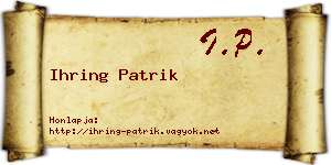 Ihring Patrik névjegykártya